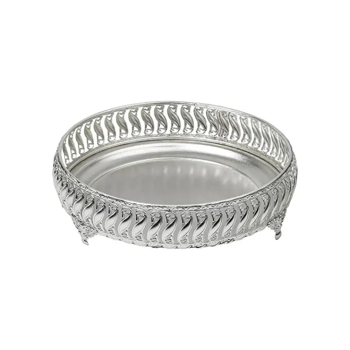 Arabic Ramadan Decorative Gold Plated Metal Serving Tray – Round Tray for Wedding & Gift (10 Inch)