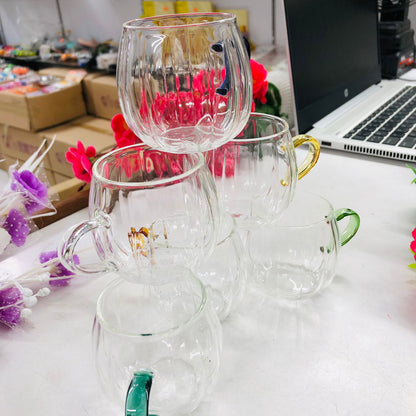 100ml 6 Pcs Premium Borosilicate Glass Mug – Heat & Cold Resistant Transparent Coffee Tea Tumbler Cup