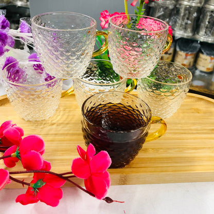 Luxury 100ml High Borosilicate Glass Tea & Coffee Cup Set with Bamboo Tray (7 PCS)