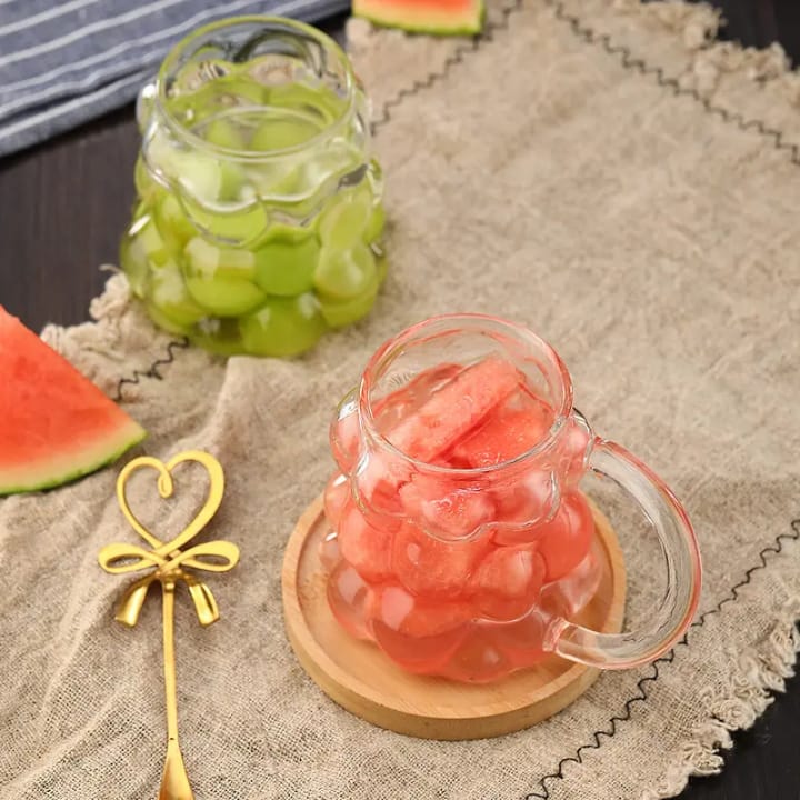 Hand Blown Grape Shaped Glass Cup – 350ml Heat-Resistant Transparent Borosilicate Glass Mug for Coffee, Tea & Water