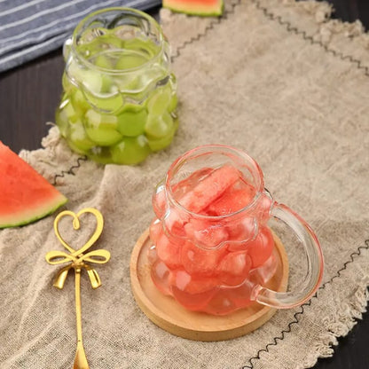 Hand Blown Grape Shaped Glass Cup – 350ml Heat-Resistant Transparent Borosilicate Glass Mug for Coffee, Tea & Water