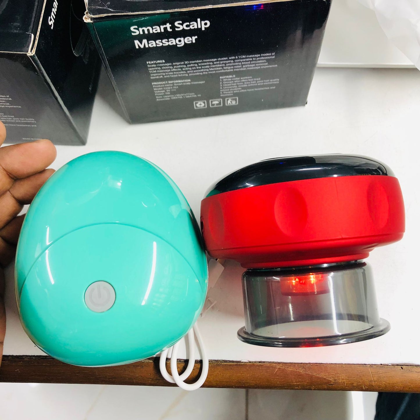 Electric Vacuum Cupping Anti-Cellulite Body Slimming Device with Red Light Heating & Rechargeable Electric Scalp Head Massager – 2 in 1 Health Care Combo