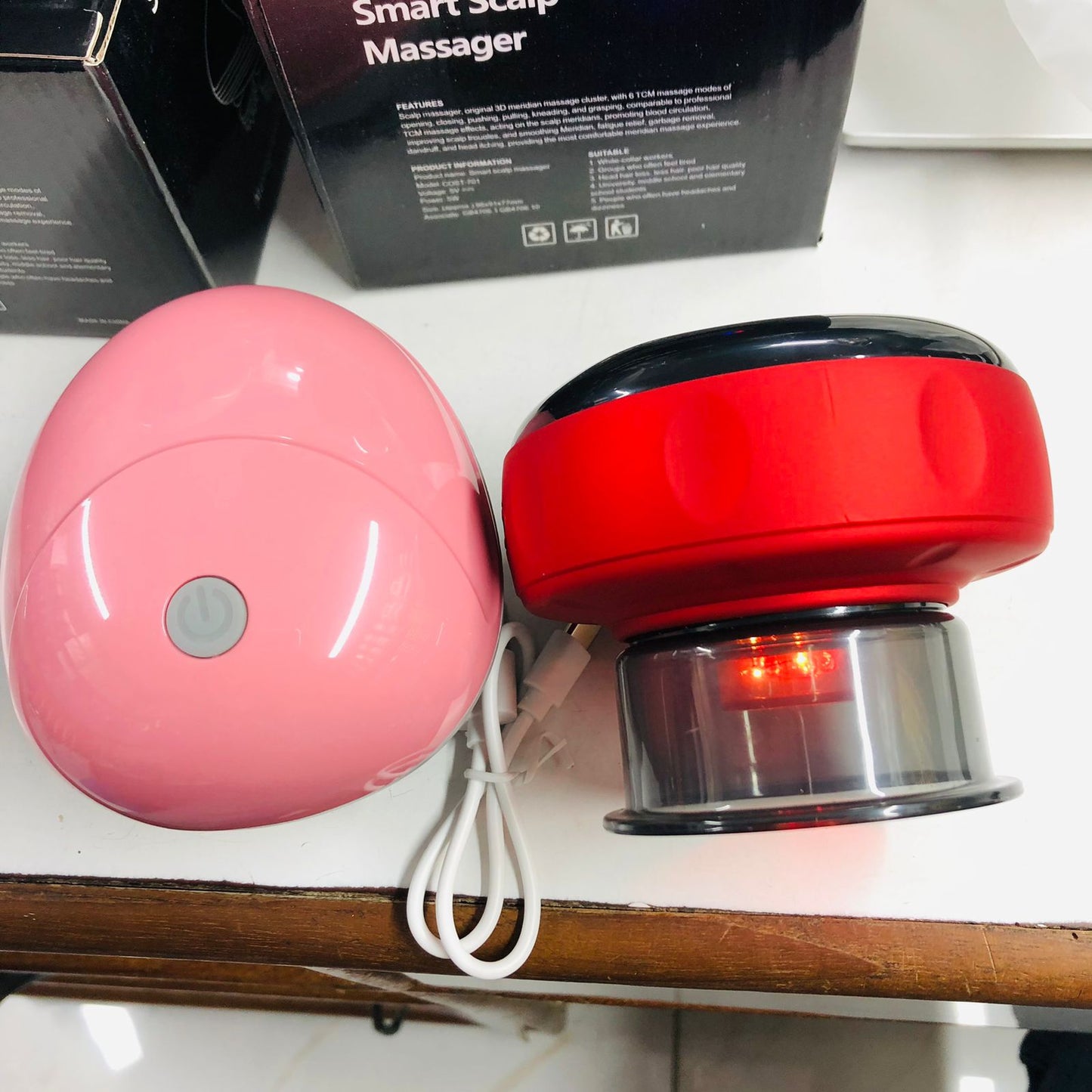 Electric Vacuum Cupping Anti-Cellulite Body Slimming Device with Red Light Heating & Rechargeable Electric Scalp Head Massager – 2 in 1 Health Care Combo