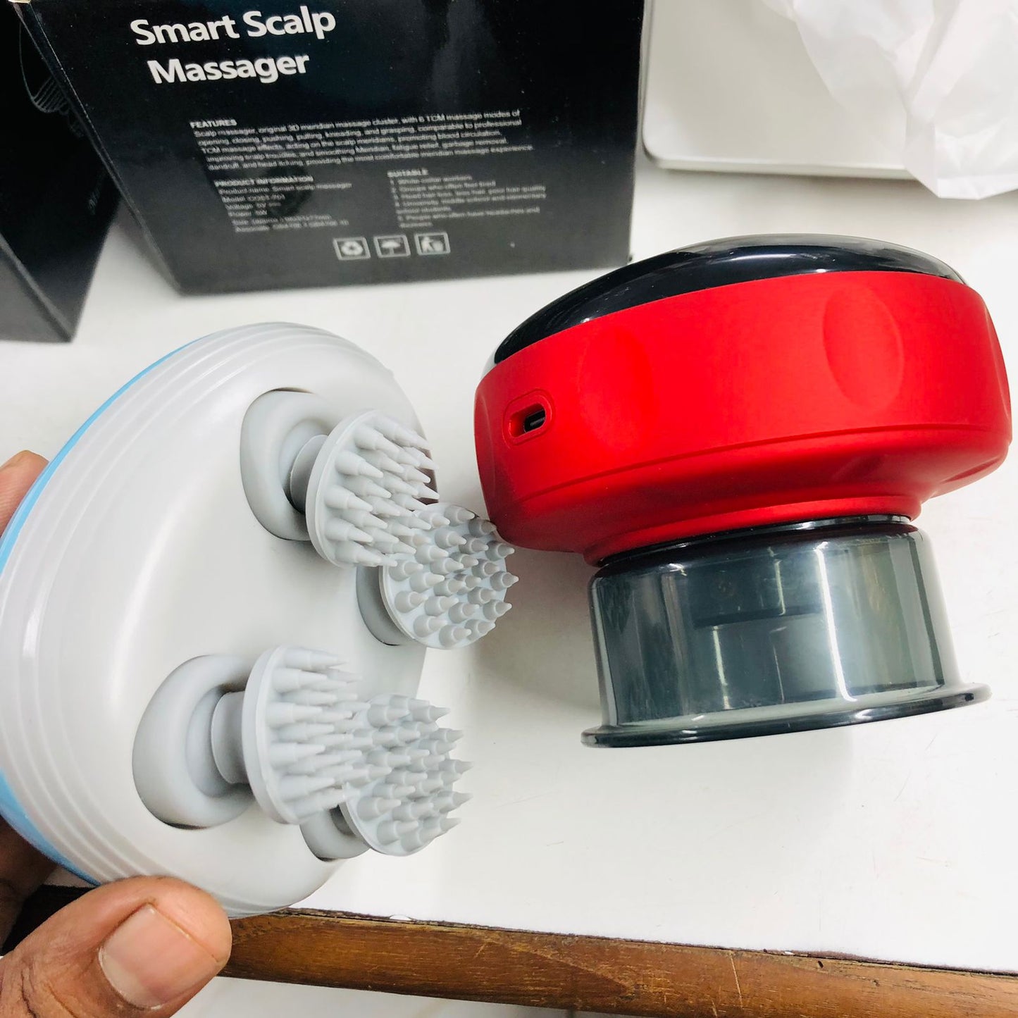 Electric Vacuum Cupping Anti-Cellulite Body Slimming Device with Red Light Heating & Rechargeable Electric Scalp Head Massager – 2 in 1 Health Care Combo