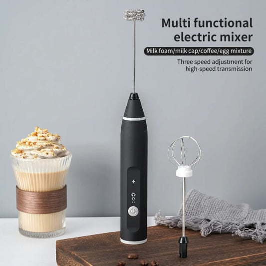 USB Rechargeable 3-Speed Electric Milk Frother & Coffee Whisk – Handheld Foam Maker for Coffee & Tea
