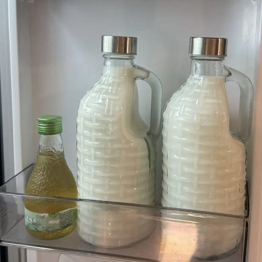 1000ml Clear Glass Water Bottle with Handle & Screw Lid – Reusable Beverage Drinking Bottle