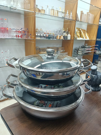 Double-Sided Honeycomb Non-Stick Frying Pan – Premium Stainless Steel, Oil-Saving & Scratch-Resistant Cookware