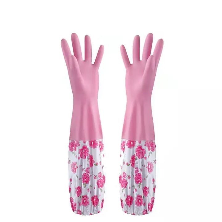 Premium Long Sleeve Waterproof Washing Gloves – 17.6"inch PVC Vinyl Household Cleaning Gloves | Anti-Allergic, Durable Dishwashing & Work Gloves