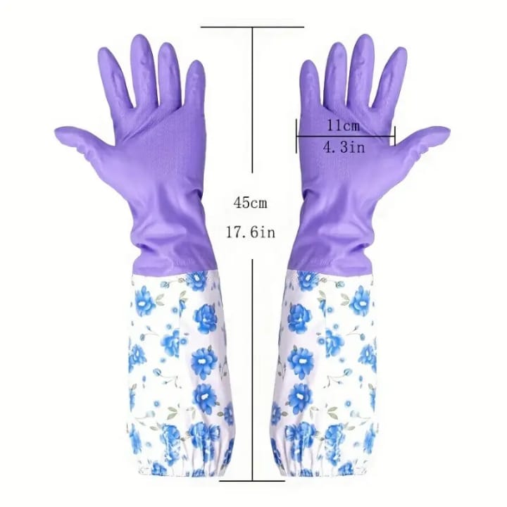 Premium Long Sleeve Waterproof Washing Gloves – 17.6"inch PVC Vinyl Household Cleaning Gloves | Anti-Allergic, Durable Dishwashing & Work Gloves