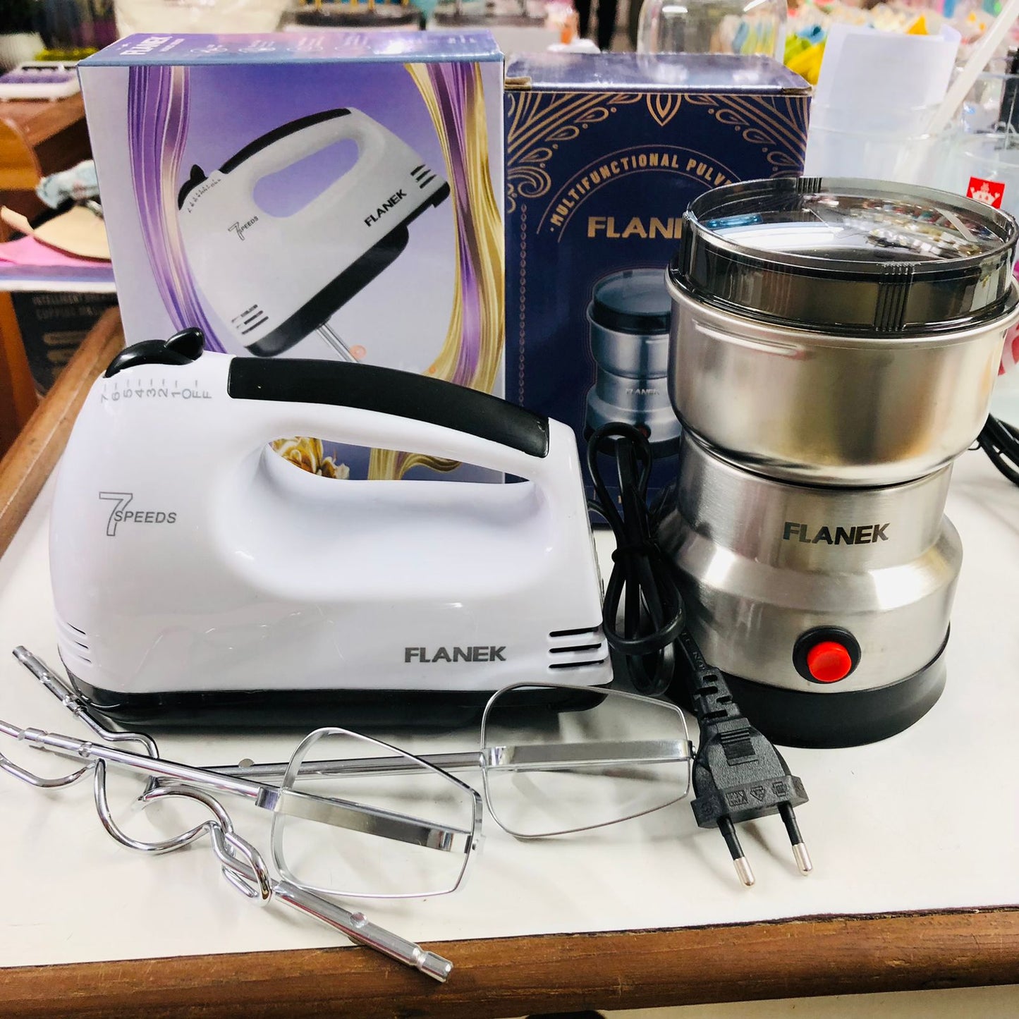 2-in-1 Electric Kitchen Combo – 300g Spices & Coffee Grinder + 7-Speed Handheld Egg Beater Mixer