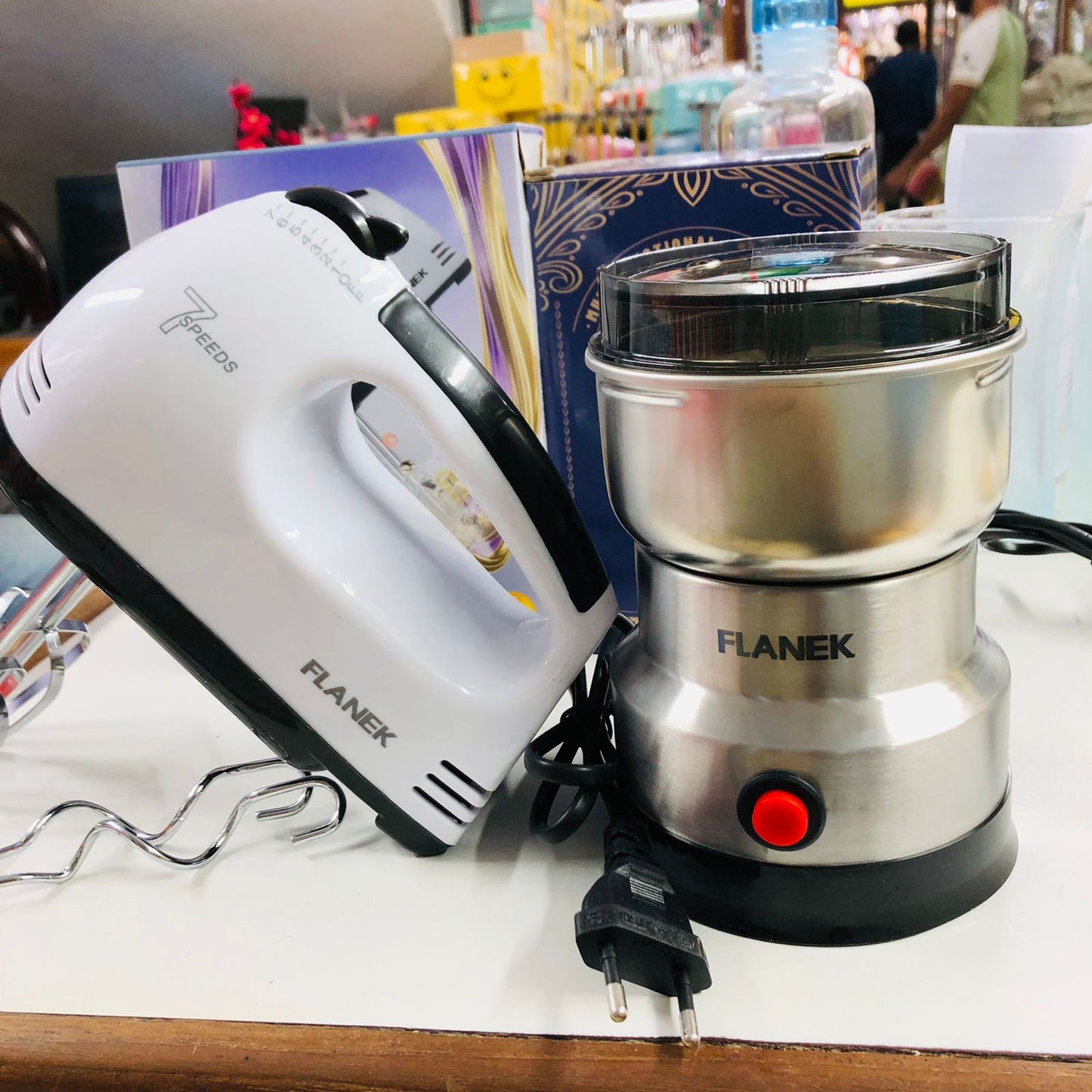 2-in-1 Electric Kitchen Combo – 300g Spices & Coffee Grinder + 7-Speed Handheld Egg Beater Mixer