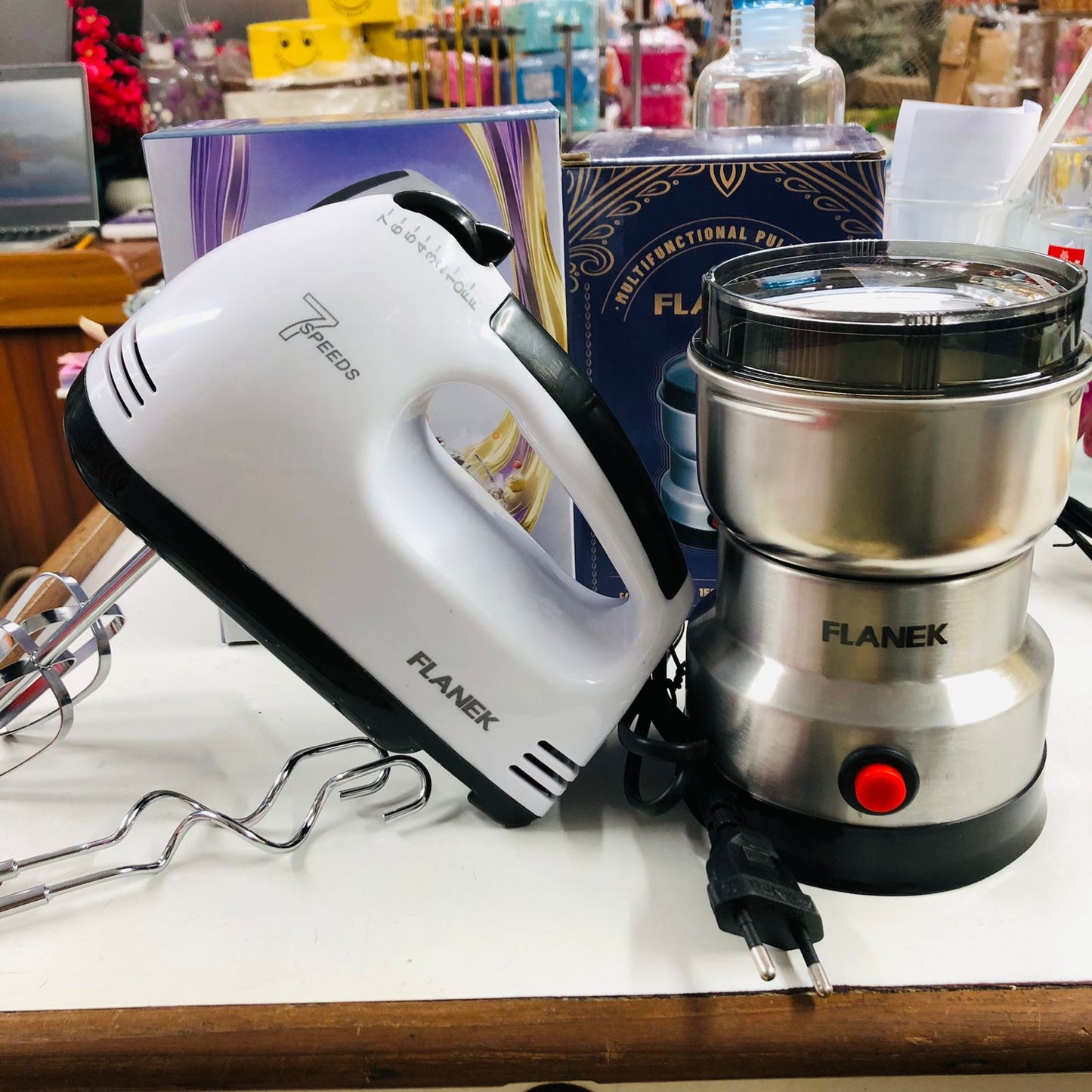 2-in-1 Electric Kitchen Combo – 300g Spices & Coffee Grinder + 7-Speed Handheld Egg Beater Mixer