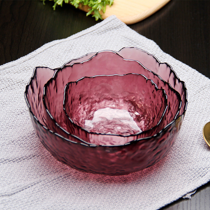 3 Pcs Colorful Vintage Glass Bowls Set for Salad, Fruits & Dessert – Decorative Multi-Functional Crystal Bowls for Home, Party & Wedding Use
