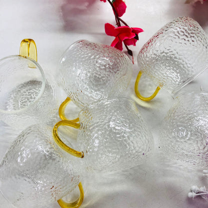 100ml 6 Pcs Premium Borosilicate Glass Mug – Heat & Cold Resistant Transparent Coffee Tea Tumbler Cup