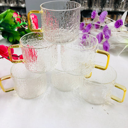 100ml 6 Pcs Premium Borosilicate Glass Mug – Heat & Cold Resistant Transparent Coffee Tea Tumbler Cup