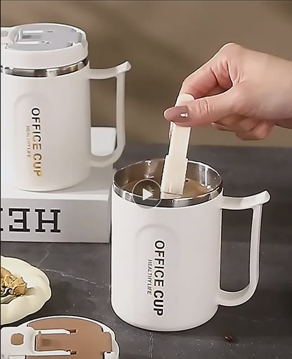 Double-Wall Stainless Steel Coffee Mug 500ml – Anti-Scald Insulated Hot & Cold Water Cup with Handle for Office, School & Camping