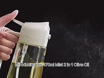 470ml Premium 2-in-1 Olive Oil Dispenser Bottle – Glass Oil Spray Bottle for Cooking, BBQ & Salad