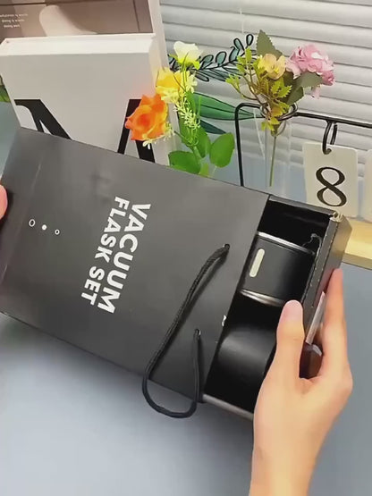 Portable Stainless Steel Thermos Bottle 500ml Vacuum Flask with 3 Cup Lids | Hot & Cold Insulated Travel Water Bottle Gift Set